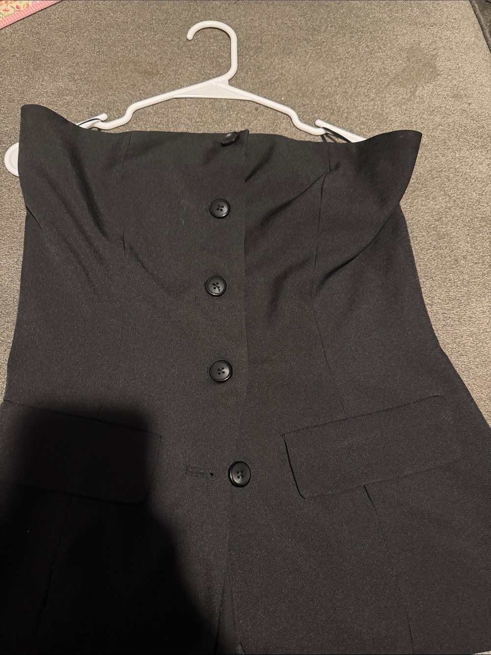 Steve Madden Black Strapless Button-Front Crop Top